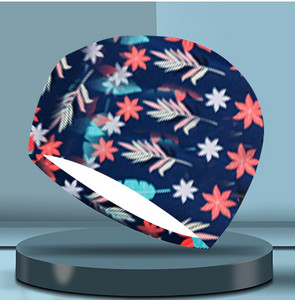 Nyomtatott úszósapka textil fejfedő gyermekkényelmes fülvédők, fiúk és lányok meleg tavaszi sportfelszerelések gyerekeknek