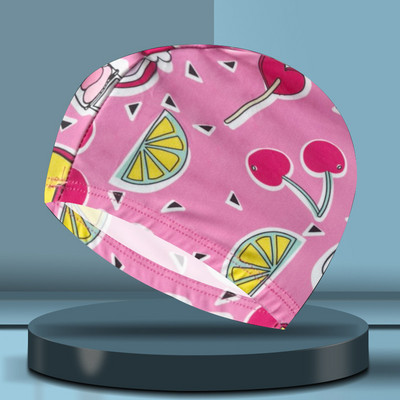 Nyomtatott úszósapka textil fejfedő gyermekkényelmes fülvédők, fiúk és lányok meleg tavaszi sportfelszerelések gyerekeknek