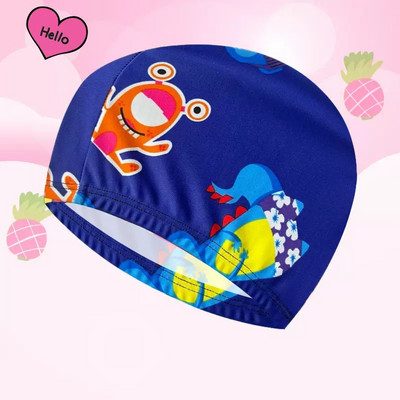 Nyomtatott úszósapka textil fejfedő gyermekkényelmes fülvédők, fiúk és lányok meleg tavaszi sportfelszerelések gyerekeknek