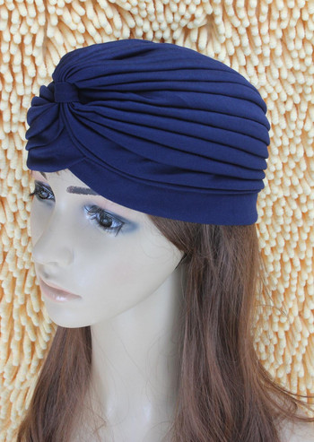 Γυναικείο ρυθμιζόμενο σκουφάκι κολύμβησης τουρμπάνι πτυχωτό υφασμάτινο καλύμματα κεφαλής Καπέλα γιόγκα πολλαπλών χρωμάτων Καπέλο μπάνιου πισίνας Προστατεύει αυτιά με μακριά μαλλιά