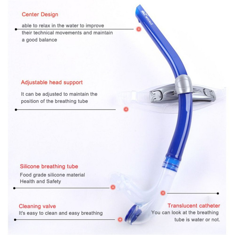 Professionaalne mugavus algajatele Ujumine Sukeldumine Hingamistoru Snorgeldamine Kuiv Silikoon Snorkel Merebasseini Sukeldumistarvikud