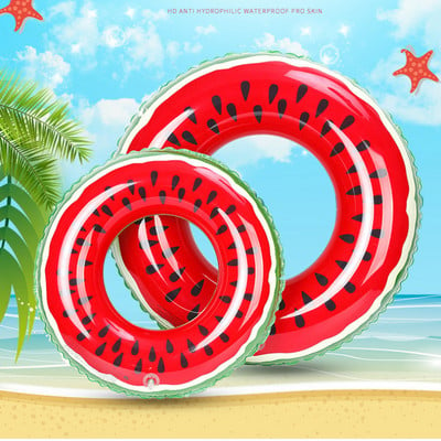 Watermelon Pattern Swimming Ring For Adult Kids Inflatable Mattress Pool Party Swimming Laps Summer Beach Float Water Sports