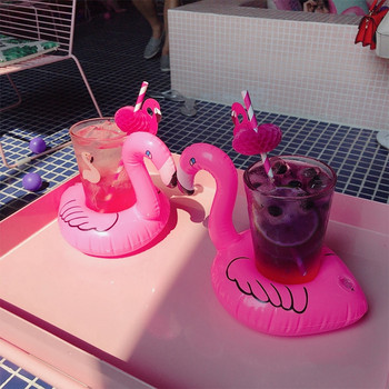 10/50 парчета надуваем фламинго пръстени за плуване Държач за напитки за плуване Баня Детски плувки Играчки Парти консумативи Аксесоари за басейн Къпане
