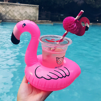 10/50 парчета надуваем фламинго пръстени за плуване Държач за напитки за плуване Баня Детски плувки Играчки Парти консумативи Аксесоари за басейн Къпане