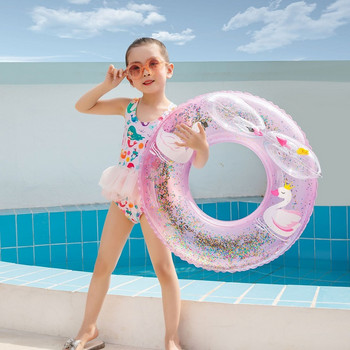 Rooxin 3D Swan Надуваем басейн Плувен пръстен Baby Infant Float Swimming Circle Pool Party Toys For 2-9 Years Kids Children