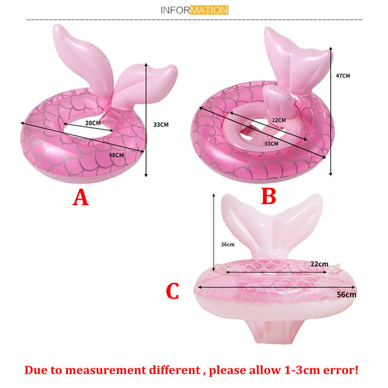Merineitsi ujumisrõngas täispuhutav basseiniujuk 0–8-aastastele beebidele, ujumisring Suvine ranna veepeo mänguasjad