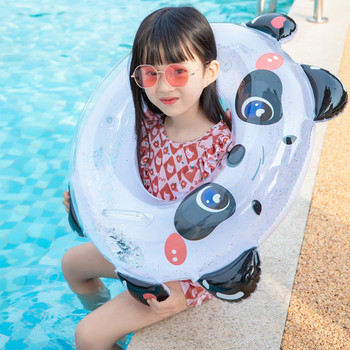Φουσκωτός σωλήνας κολύμβησης πισίνας Cute Panda Διαφανές δαχτυλίδι κολύμβησης με λαβή για Παιδικά Παχύ νερό Διασκεδαστικό παιχνίδι κολύμβησης Γύροι Νέο