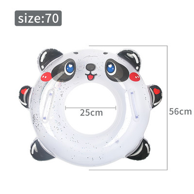 Felfújható medence úszócső Aranyos Panda átlátszó úszógyűrű fogantyúval gyerekeknek sűrített vízi szórakoztató játék úszó körök Új