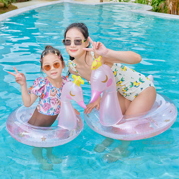 Νέο Baby Rainbow Sequined Swimming Ring Pool Float Baby Adult Water Play Tube Float Seat Swim Circle Φουσκωτό παιχνίδι πάρτι πισίνας