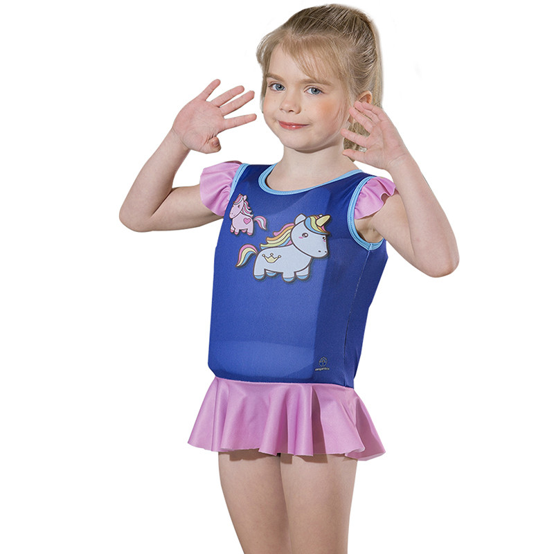 Megartico Vestă de salvare pentru înot pentru fete Desene animată pentru copii cu imprimeu cu unicorn cu volane Vestă de flotabilitate Float Bebeluș Caiac Piscina Plajă Costum de baie 2-6 ani