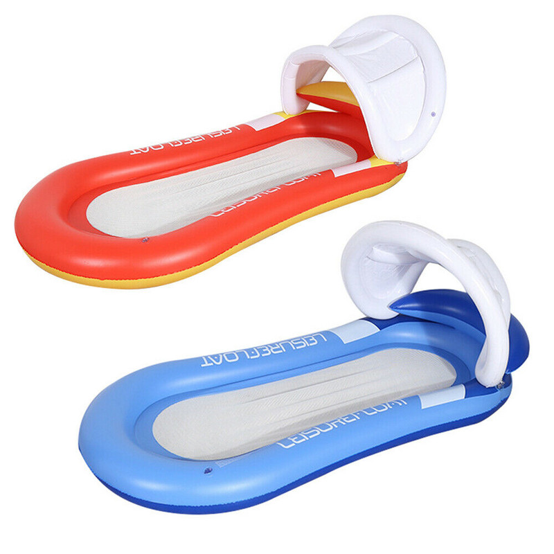 Ujumine Täispuhutav ujuv vesivoodi võrkkiik Basseini lounge voodi tool Summer Float Pool Lounge võrkkiik koos eemaldatava päikesevarjuga