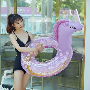 Παγιέτες Unicorn Swimming Ring Φουσκωτό κολυμβητικό κύκλο Unicorn Swimming Ring Υποβρύχιο Floating Ring Rainbow Horse Circle Toy