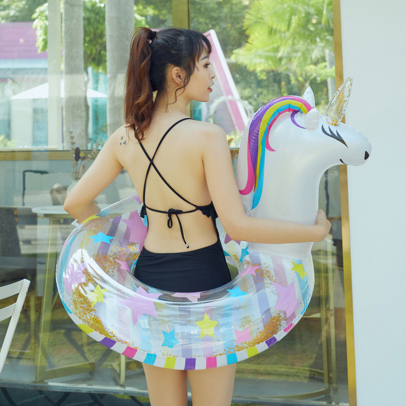 Sequins Unicorn ujumisrõngas täispuhutav ujumisring Ükssarvik ujumisrõngas veealune ujuv rõngas vikerkaar hobusering mänguasi