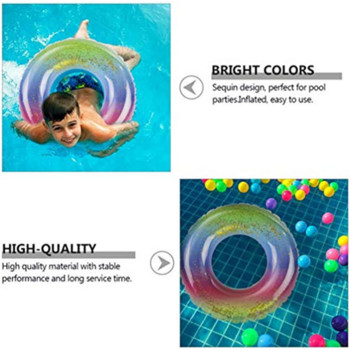 DZQ Rainbow Swimming Circle Надуваем PVC гумен пръстен за плувен басейн Kids Adult Pool Float Seat Summer Beach Party Toys
