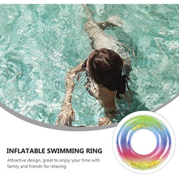 DZQ Rainbow Swimming Circle Надуваем PVC гумен пръстен за плувен басейн Kids Adult Pool Float Seat Summer Beach Party Toys