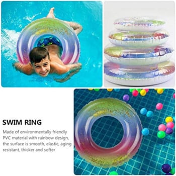 DZQ Rainbow Swimming Circle Φουσκωτό δαχτυλίδι από καουτσούκ PVC για παιδική πισίνα Παιχνίδια για κολυμβητικό κάθισμα ενηλίκων για το καλοκαίρι στην παραλία