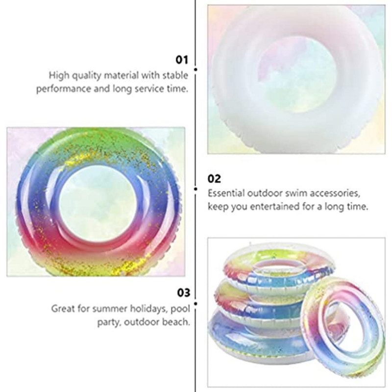 DZQ Rainbow ujumisring täispuhutav PVC kummist rõngas basseinile lastele täiskasvanute basseini ujuv iste suvised rannapeo mänguasjad