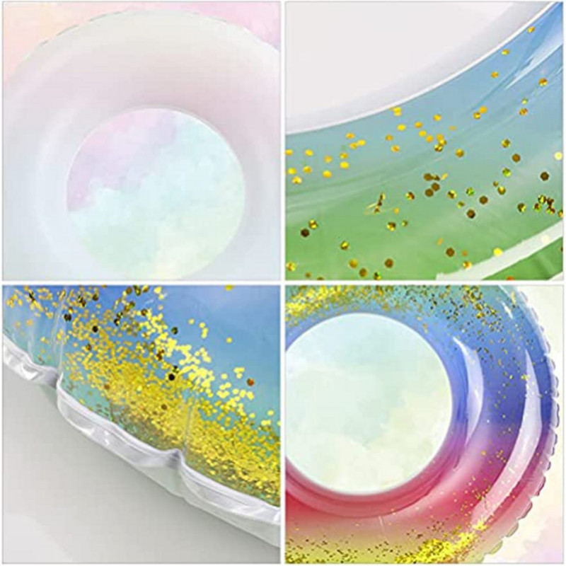 DZQ Rainbow ujumisring täispuhutav PVC kummist rõngas basseinile lastele täiskasvanute basseini ujuv iste suvised rannapeo mänguasjad