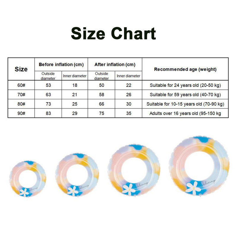 PVC ujumispäästevöö rõngas kulumiskindel täispuhutav basseini ujukid Pehmed unisex korduvkasutatavad, mugav puhkusepeoks