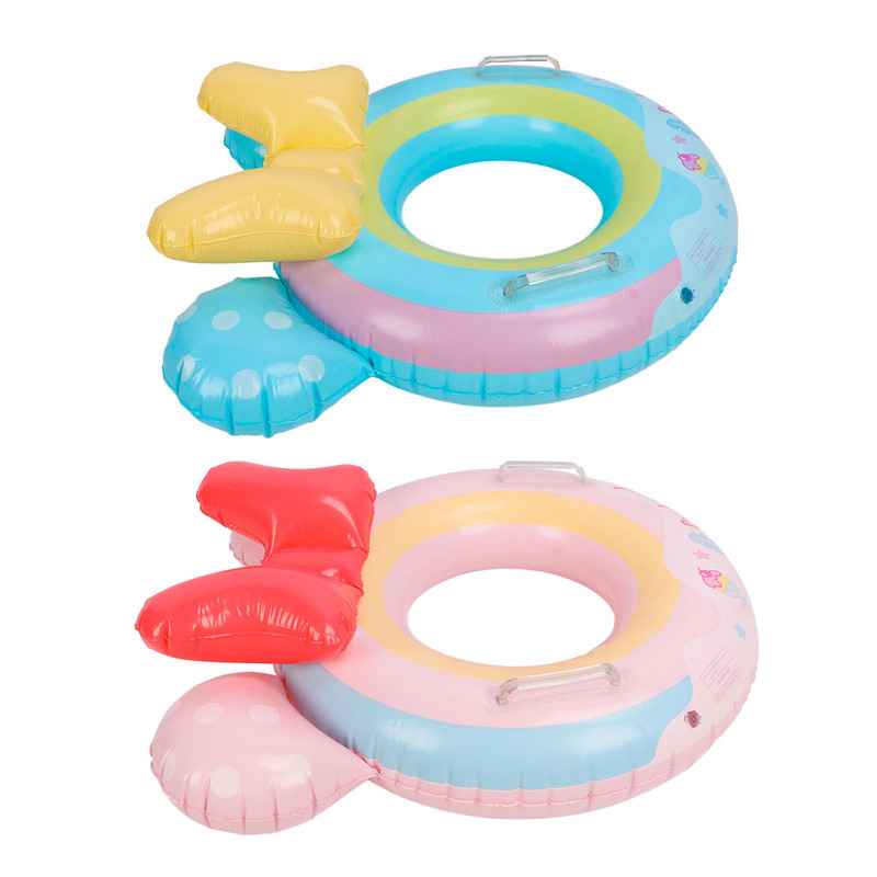 Inel de înot portabil cu dublu mâner, sigur, moale, plutitor pentru piscină, flexibil, minunat pentru copii pentru petrecerea pe plajă