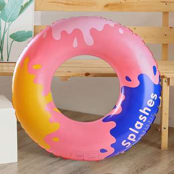 Плаващ пръстен с плувен кръг с блокова шарка, удебелен PVC за деца, възрастни Пръстен за плуване в стил Celebrity Ins за лятно морско парти