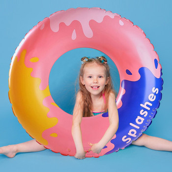 Плаващ пръстен с плувен кръг с блокова шарка, удебелен PVC за деца, възрастни Пръстен за плуване в стил Celebrity Ins за лятно морско парти