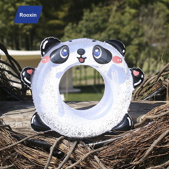 Rooxin Lovely Panda Δαχτυλίδι κολύμβησης για μωρά, παιδικά πλωτά πισίνα, φουσκωτό κυκλικό δαχτυλίδι από καουτσούκ για beach party παιχνίδια πισίνας Διασκέδαση νερού