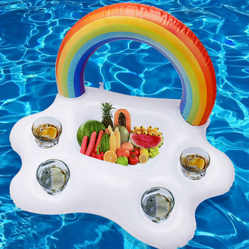 Νέα ποτηροθήκη Rainbow Cloud Φουσκωτή πισίνα Πισίνα Μπύρα Τραπέζι Ποτό Ψύξη Τραπέζι Μπαρ Δίσκος Παραλία Δαχτυλίδι κολύμβησης Καλοκαιρινή πισίνα
