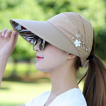 Дамска шапка за слънце Плажна шапка UV защита Анти-UV козирки Сгъваема шапка за открито B2Cshop