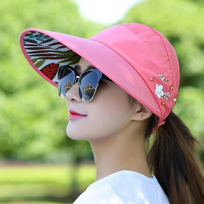 Sieviešu Lady Sunhat Beach Hat UV aizsardzība Anti-UV Visors salokāms vāciņš āra B2Cshop