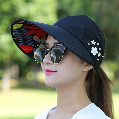 Női Lady Sunhat Beach Hat UV védelem Anti-UV Visors Összecsukható sapka kültéri B2Cshophoz
