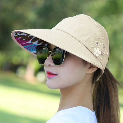 Női Lady Sunhat Beach Hat UV védelem Anti-UV Visors Összecsukható sapka kültéri B2Cshophoz
