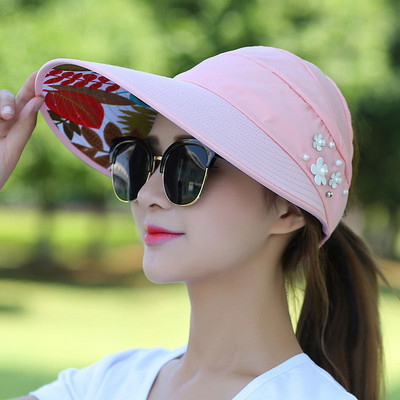 Női Lady Sunhat Beach Hat UV védelem Anti-UV Visors Összecsukható sapka kültéri B2Cshophoz