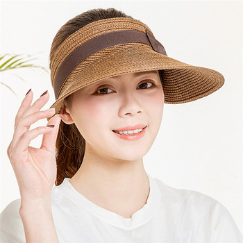 Καλοκαιρινά καπέλα για γυναίκες Γυναικεία γείσα τένις Άνετα Καπέλα φαρδύ γείσο με φιόγκο καπέλο ηλίου για ψάθινο καπέλο παραλίας εξωτερικού χώρου