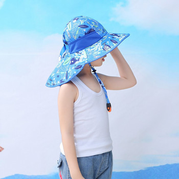 UPF 50+Kids Bucket Sun Hat Καπέλο UV Sun Protection Παιδικά Καπέλα παραλίας Καλοκαιρινό καπέλο παιχνιδιού με πτερύγιο λαιμού
