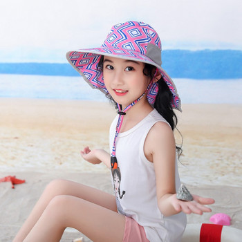 UPF 50+Kids Bucket Sun Hat Καπέλο UV Sun Protection Παιδικά Καπέλα παραλίας Καλοκαιρινό καπέλο παιχνιδιού με πτερύγιο λαιμού