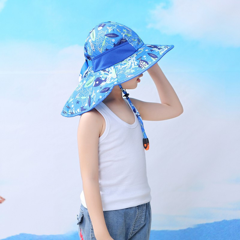 UPF 50+ Kids Bucket päikesemüts UV päikesekaitsemütsid Laste rannamütsid Suvine mängumüts kaelaklapiga