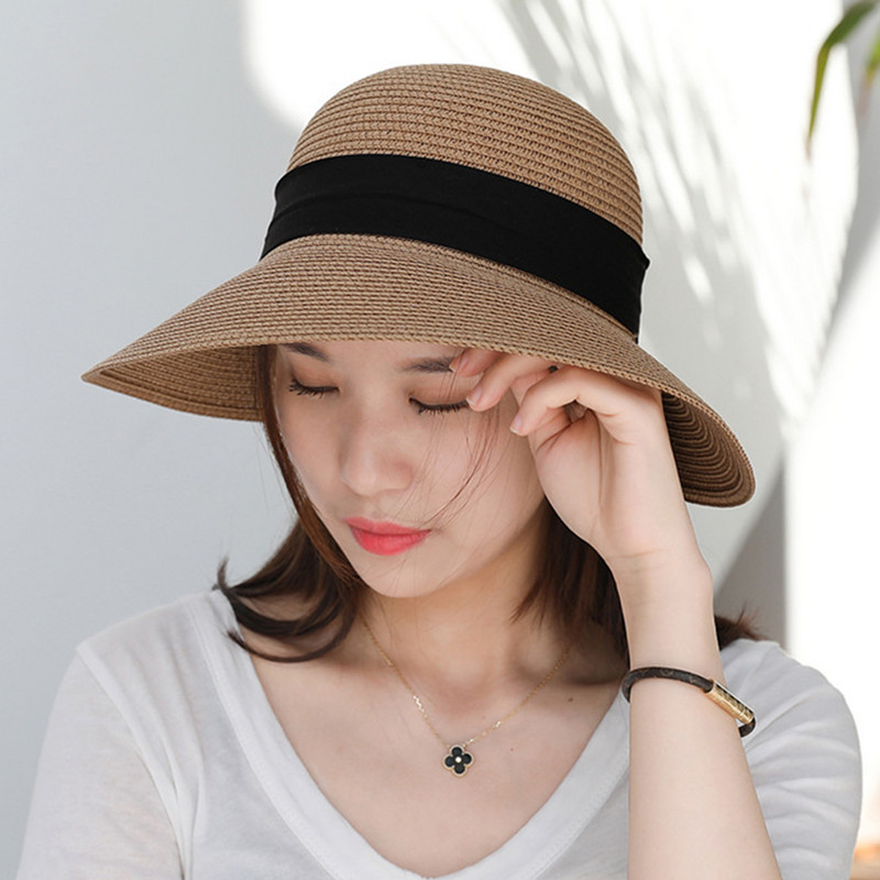 Divat Női nyári napozósapka széles oldalú női strand szalmakalap temperamentumos szalmakalapok szabadtéri lányoknak női ünnepi napkalapok