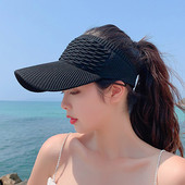 Női sport napernyő kalapok hosszú karimájú baseball sapkák üres cilinder Alkalmi üreges, légáteresztő sapkák tavaszi nyár golf strandsapkák