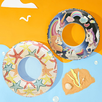 Анимационен пръстен за плуване Детски PVC карикатурен печат Надуваем плувен пръстен Аксесоари Цвят Произволен пръстен за плуване за възрастни