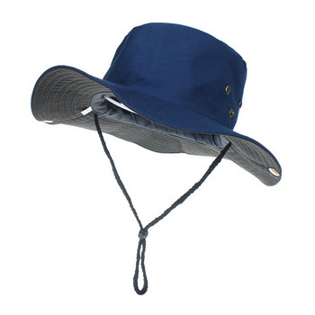 Голяма периферия Лято Мъже Жени Рибарска шапка Слънчеви плажни шапки Защитна кофа Шапка с връв Рибарски шапки Унисекс Рашгард