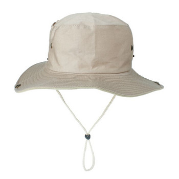Голяма периферия Лято Мъже Жени Рибарска шапка Слънчеви плажни шапки Защитна кофа Шапка с връв Рибарски шапки Унисекс Рашгард