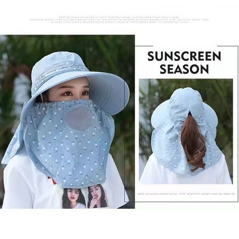 Moteriška skrybėlė nuo saulės Moteriška vasarinė skrybėlė Apsauga veidui Kepurė nuo saulės Visoms rungtynėms vasaros kepurė su dideliais ratlankiais Anti-ultravioletinės dviračių paplūdimio kepurės