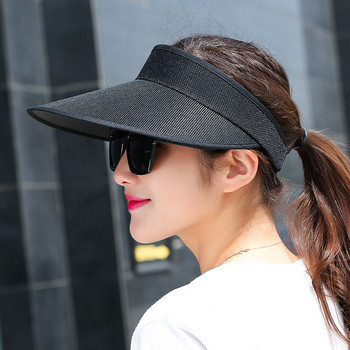 2021 Голяма широка периферия Straw Sun Summer унисекс Empty Top Sun Visor Hat Summer Line Caps UV Protection Hat слънцезащитна шапка жена