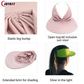 Дамска слънцезащитна UV защита Козирка Слънчева шапка Дамска анти-ултравиолетова еластична горна празна шапка Външна бързосъхнеща шапка за слънце Лятна плажна шапка