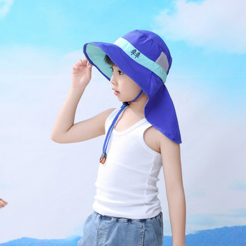Детска шапка за слънце Шапка с широка периферия Детска лятна плажна шапка Момичета Момчета Слънчеви шапки за пътуване на открито Ежедневни рибарски шапки