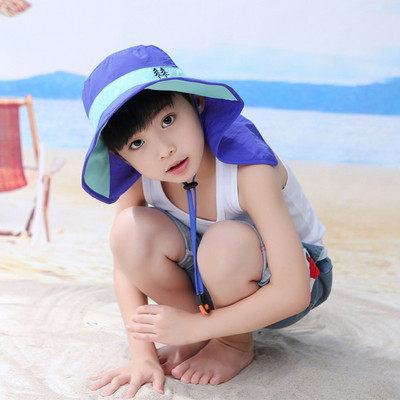 Детска шапка за слънце Шапка с широка периферия Детска лятна плажна шапка Момичета Момчета Слънчеви шапки за пътуване на открито Ежедневни рибарски шапки