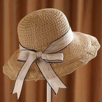 2023 Καπέλα ηλίου για γυναίκες για κορίτσια με φαρδύ γείσο ψάθινο καπέλο υψηλής ποιότητας αθλητικό καλοκαίρι Bohemia Beach Cap Ribbon Chapeau Femme New