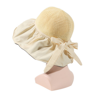 Pălărie cu găleată cu bor mare de vară pentru femei Mesh Knit Dome Anti UV 50+ Protecție solară Pălării de soare Căciuli de plajă pliabile în aer liber șapcă Panama de călătorie