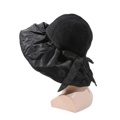 Pălărie cu găleată cu bor mare de vară pentru femei Mesh Knit Dome Anti UV 50+ Protecție solară Pălării de soare Căciuli de plajă pliabile în aer liber șapcă Panama de călătorie